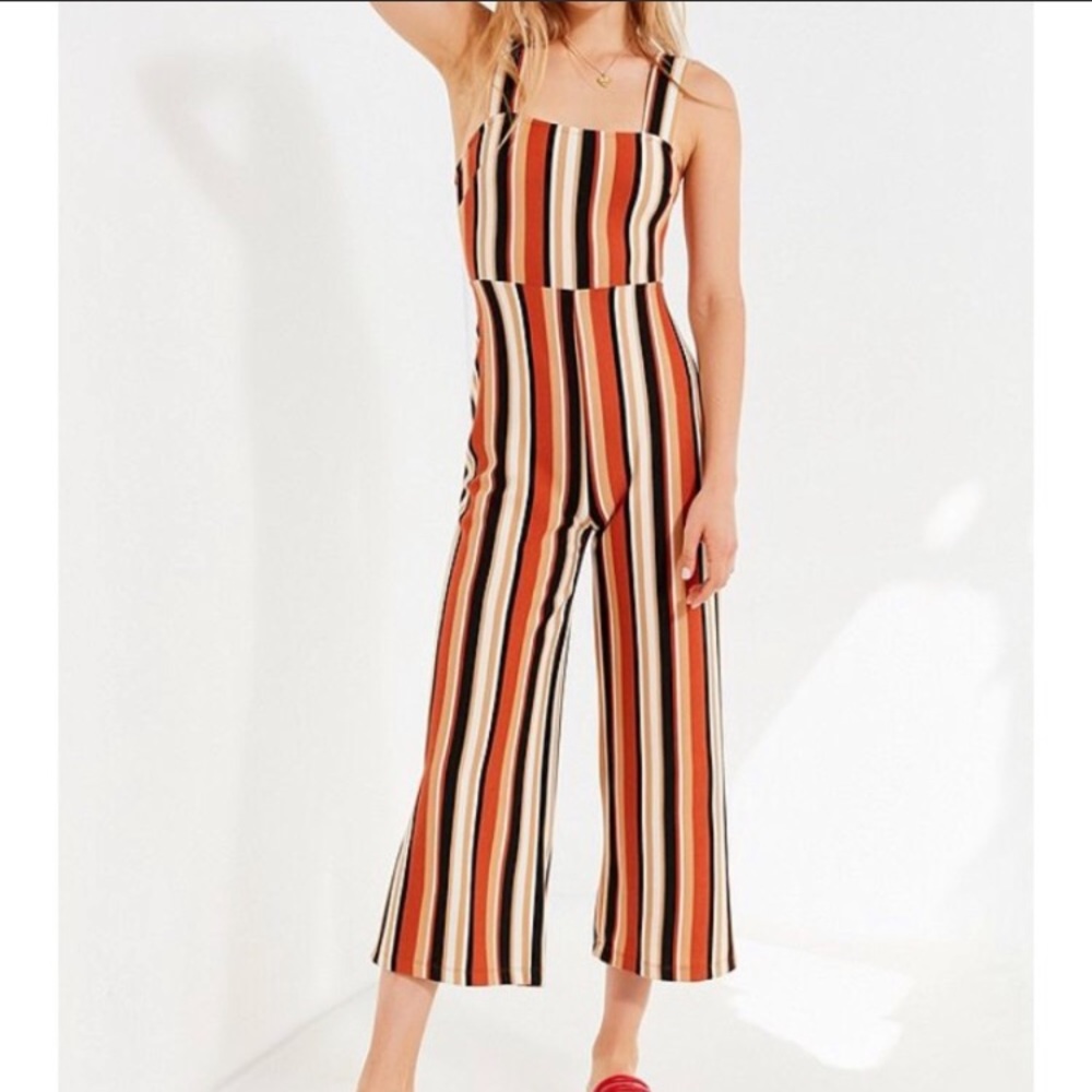*SOLD* UO straight neck striped jumpsuit